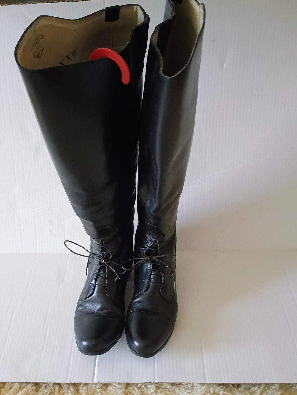 Women's Black Lace-Up Knee Boots - Classic Equestrian Style
